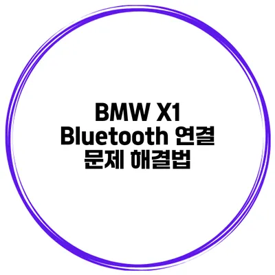 BMW X1 Bluetooth 연결 문제 해결법
