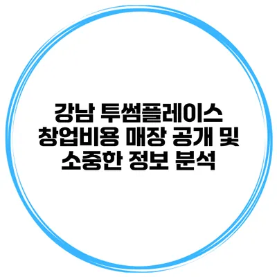 강남 투썸플레이스 창업비용 매장 공개 및 소중한 정보 분석