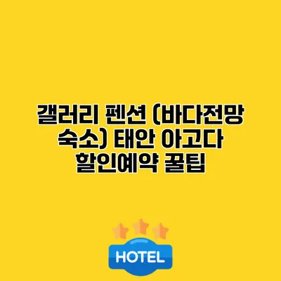 갤러리 펜션 (바다전망 숙소) 태안 아고다 할인예약 꿀팁