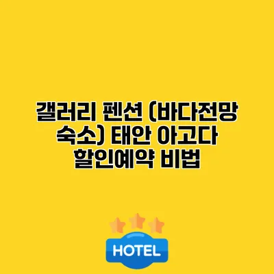 갤러리 펜션 (바다전망 숙소) 태안 아고다 할인예약 비법