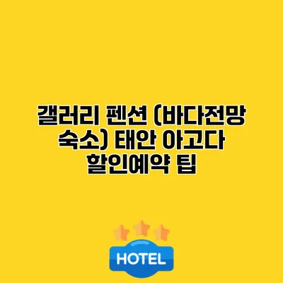 갤러리 펜션 (바다전망 숙소) 태안 아고다 할인예약 팁