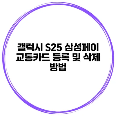 갤럭시 S25 삼성페이 교통카드 등록 및 삭제 방법