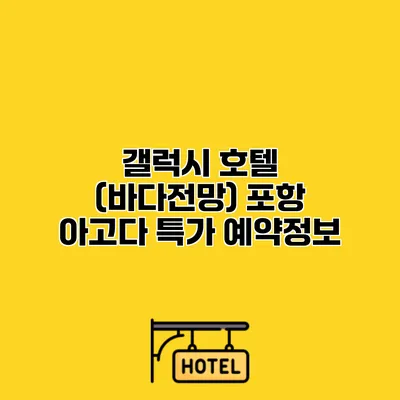 갤럭시 호텔 (바다전망) 포항 아고다 특가 예약정보