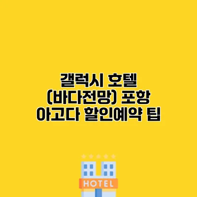 갤럭시 호텔 (바다전망) 포항 아고다 할인예약 팁