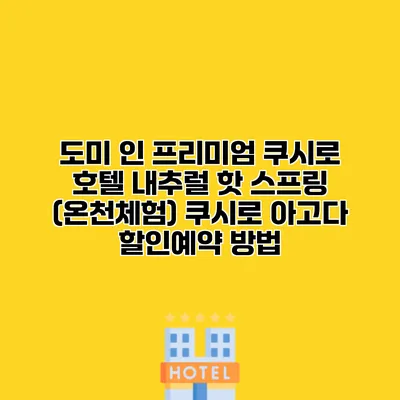 도미 인 프리미엄 쿠시로 호텔 내추럴 핫 스프링 (온천체험) 쿠시로 아고다 할인예약 방법