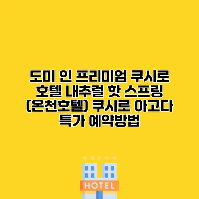 도미 인 프리미엄 쿠시로 호텔 내추럴 핫 스프링 (온천호텔) 쿠시로 아고다 특가 예약방법