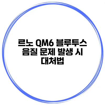 르노 QM6 블루투스 음질 문제 발생 시 대처법