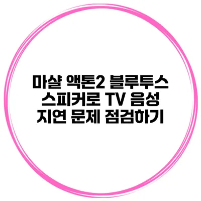 마샬 액톤2 블루투스 스피커로 TV 음성 지연 문제 점검하기
