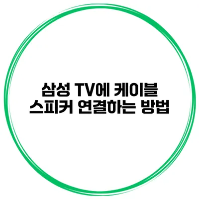 삼성 TV에 케이블 스피커 연결하는 방법