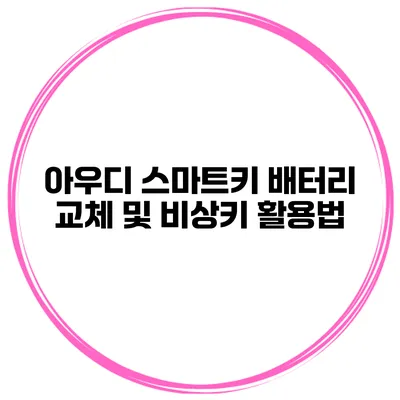 아우디 스마트키 배터리 교체 및 비상키 활용법