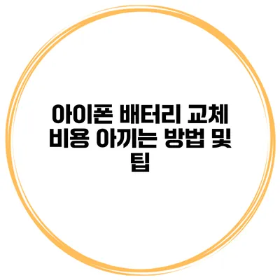 아이폰 배터리 교체 비용 아끼는 방법 및 팁
