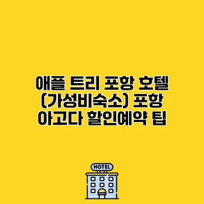 애플 트리 포항 호텔 (가성비숙소) 포항 아고다 할인예약 팁