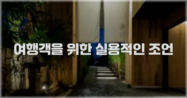 여행객을 위한 실용적인 조언